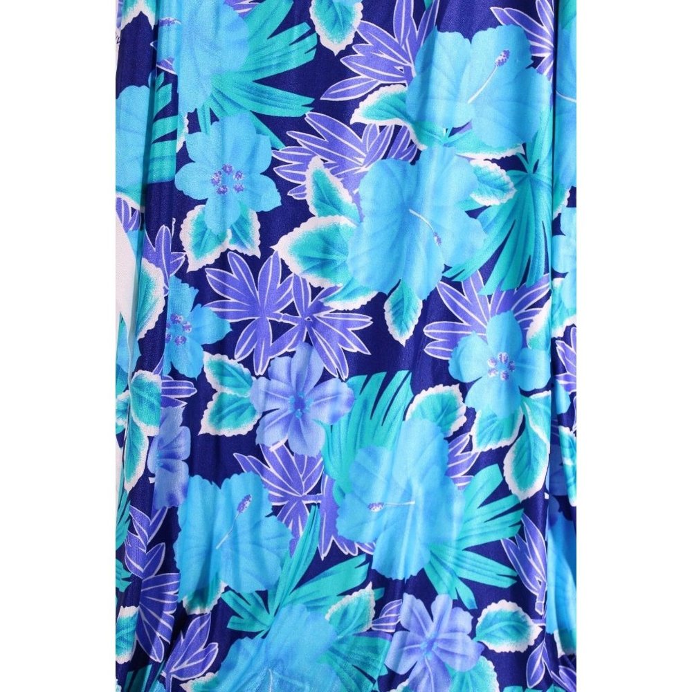 Bright Blue Hawaiian Floral Guilford Mills Jersey Knit Fabric Appx 60" x 116"